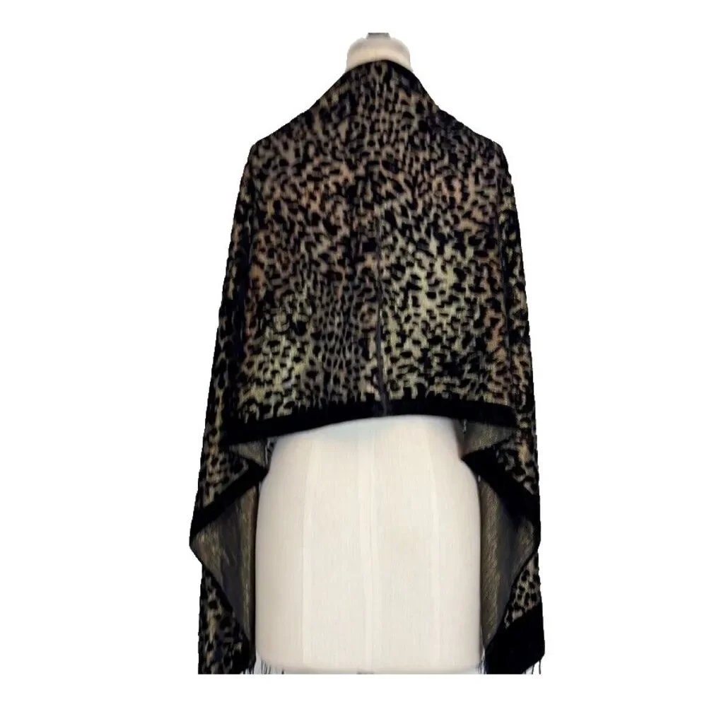 Chico's Additions Velvet‎ Burnout Scarf Black Gold Whimsy Goth Witchy